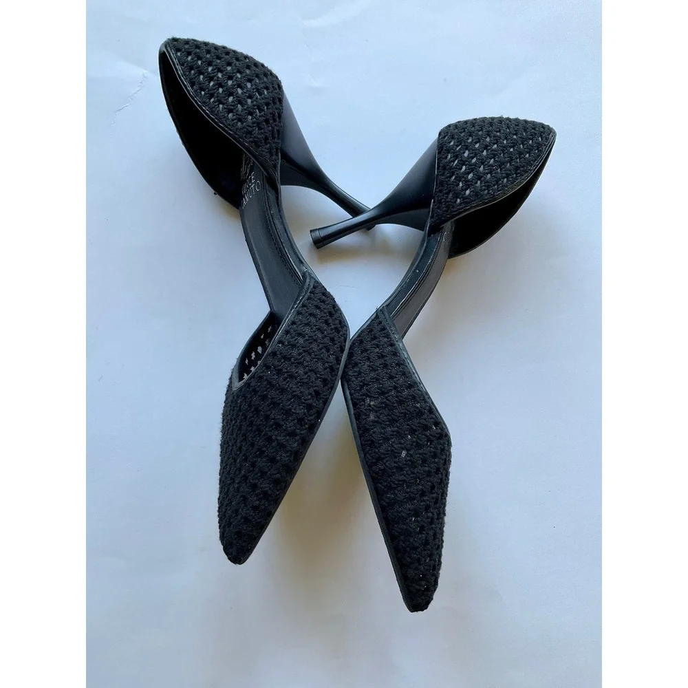 Vince Camuto Alandry Black Woven Textured D'Orsay Pointed Toe Stiletto Pumps 7.5